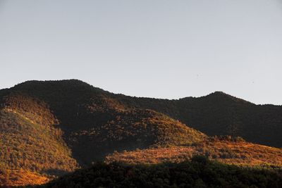 Scenic view of mountains against clear sky