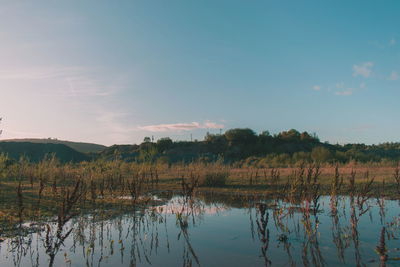 Scenic view of lake against sky