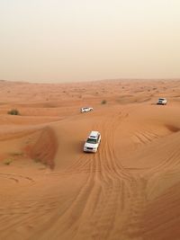 High angle view of car on desert