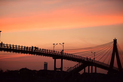 Silhouette bridge against sky during sunset