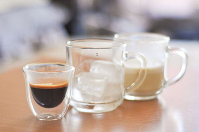 Close-up of coffee served on table