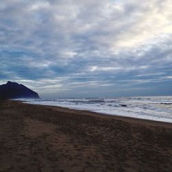 Scenic view of beach against sky