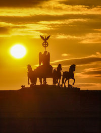 Sunset at brandenburg gate silhouette