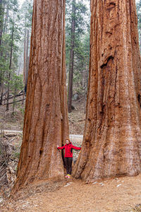 Woman standing in forest