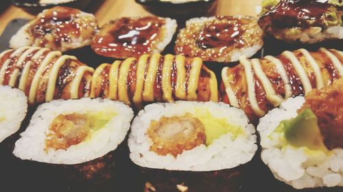 Close-up of sushi in plate