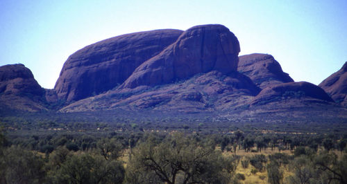 Scenic view of mountains against clear sky