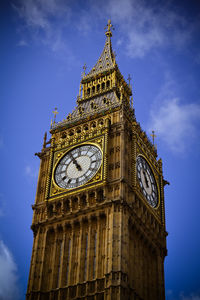 Low angle view of big ben against sky