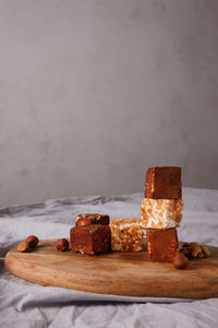 Close-up of chocolate cake on table