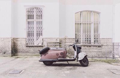 Vintage scooter on street