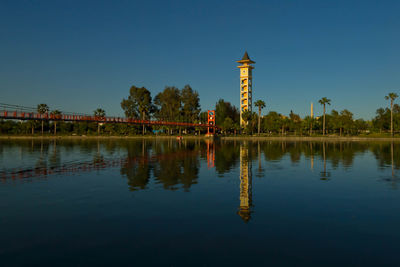 Reflection of built structure in water