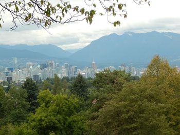 View of city against cloudy sky