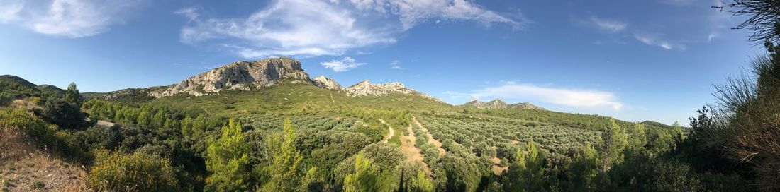 Panoramic view of mountains against sky