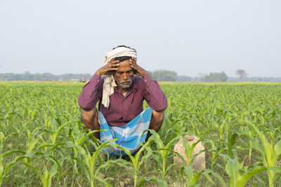View of a man in field