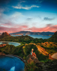 Scenic view of landscape against sky during sunset