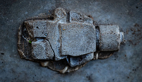 High angle view of old weathered wall