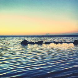 Scenic view of sea at sunset