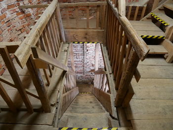 High angle view of staircase in building