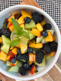 High angle view of food in bowl
