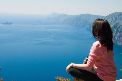 Woman on mountain in italy