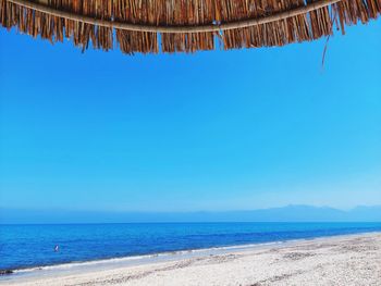 Scenic view of sea against blue sky