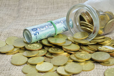 Close-up of coins