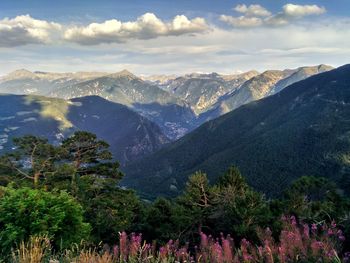 Scenic view of mountains against sky