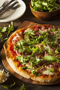 Close-up of pizza on table