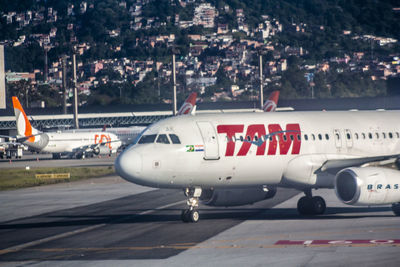 Airplane on airport runway