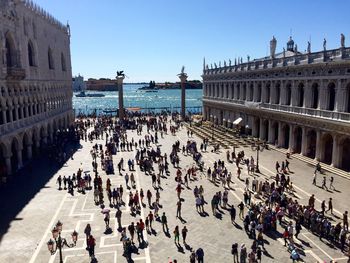 People in front of historical building