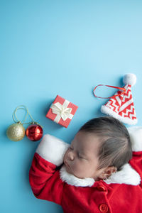 Cute boy with christmas decorations