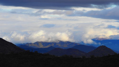 Scenic view of mountains against sky