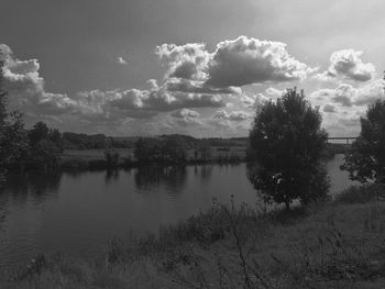 Scenic view of lake against sky