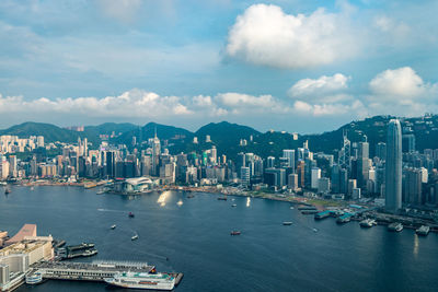 High angle view of cityscape against sky