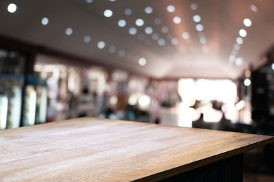 Interior of illuminated restaurant