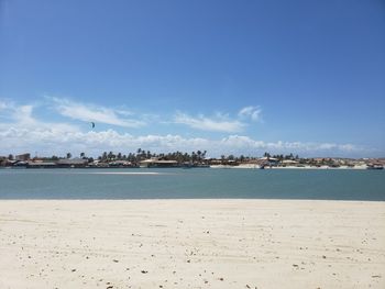 Scenic view of sea against blue sky