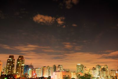 View of cityscape against cloudy sky