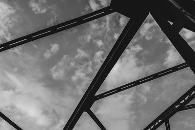 Low angle view of silhouette bridge against sky