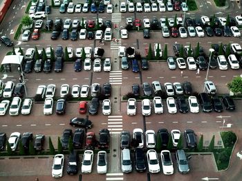Full frame shot of parking lot in city