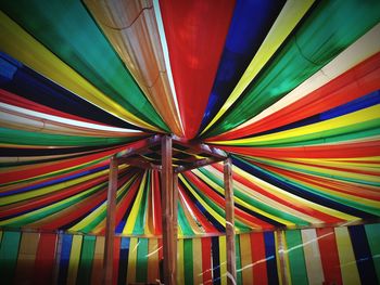 Low angle view of multi colored textile decoration at wedding