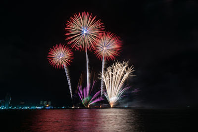 Firework display at night