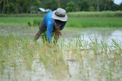 Woman working in farm