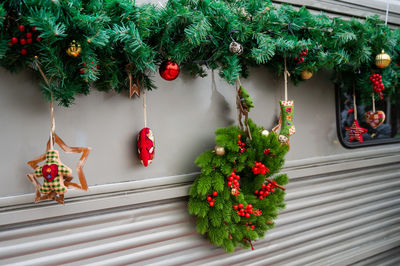 Christmas decorations on table