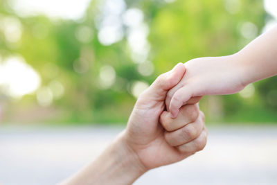 Cropped hand of woman holding hands