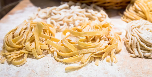 Close-up of pasta in plate on table