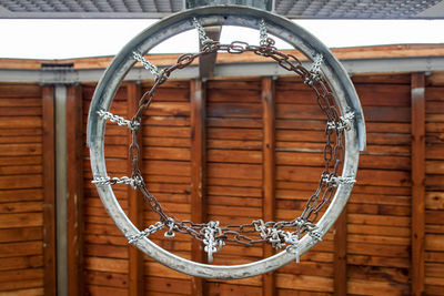 Close-up of wooden hanging light