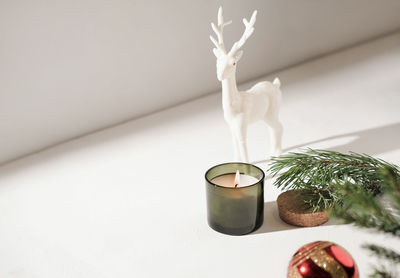 Close-up of christmas decoration on table