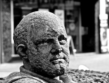 Close-up portrait of man in old building