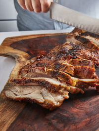 Close-up of meat on barbecue grill