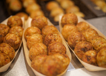 High angle view of meat in plate on table