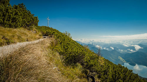 Scenic view of landscape against clear blue sky